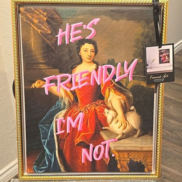 Altered Art "He's Friendly, I Am Not" Framed Canvas Wall Decor - Picture 3 of 6